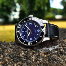 Load image into Gallery viewer, The Fifty-Five (Blue dial / Black leather)