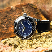 Load image into Gallery viewer, The Fifty-Five (Blue dial / Black leather)